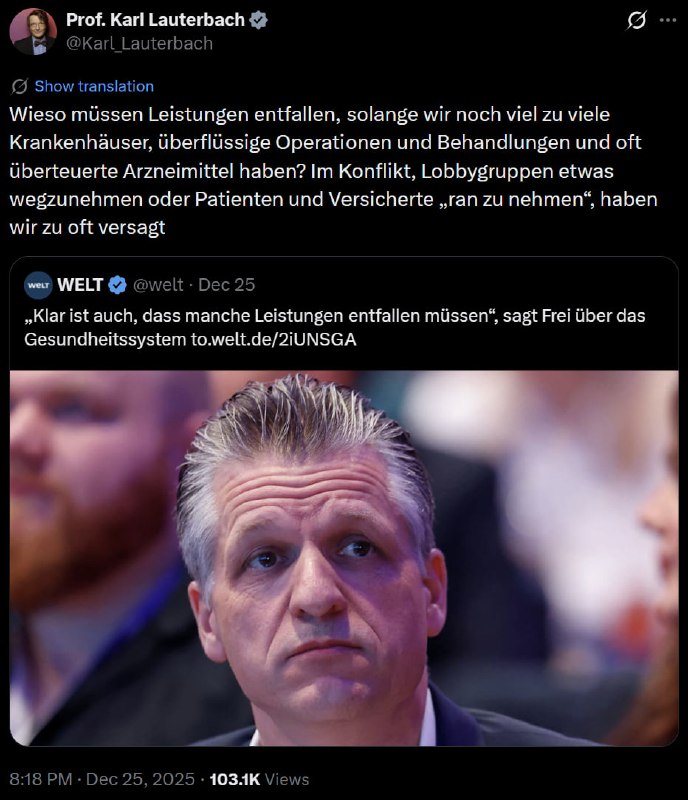 Karl Lauterbach meint, es gebe viel zu viele Krankenhäuser