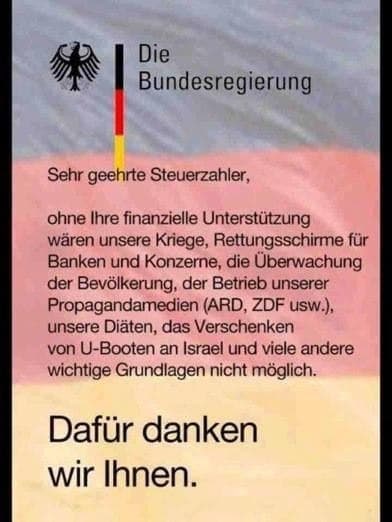 Das BRD-Regime sagt DANKE an alle treuen Steuerzahler, 2025
