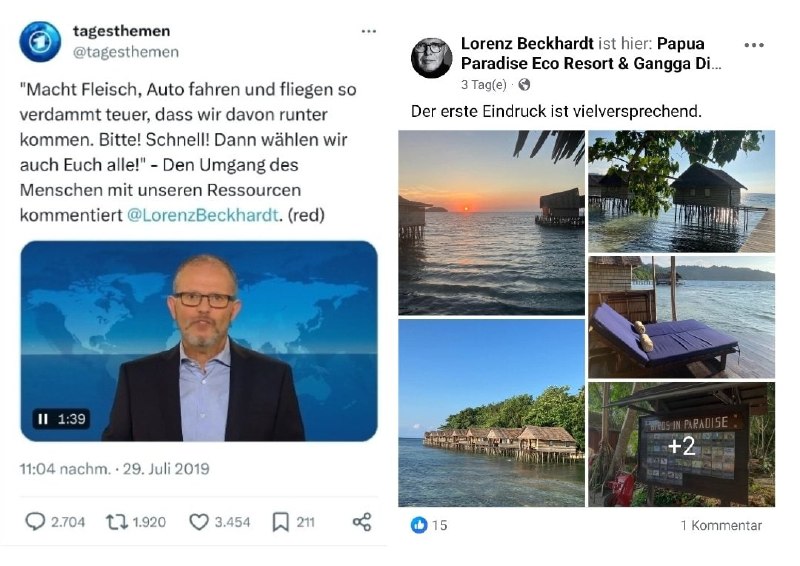 Lorenz Beckhardt, der in den Tagesthemen forderte, das Fliegen