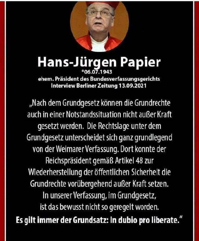 Der ehemalige Präsident des Bundesverfassungsgerichts, Hans-Jürgen Papier, hat es