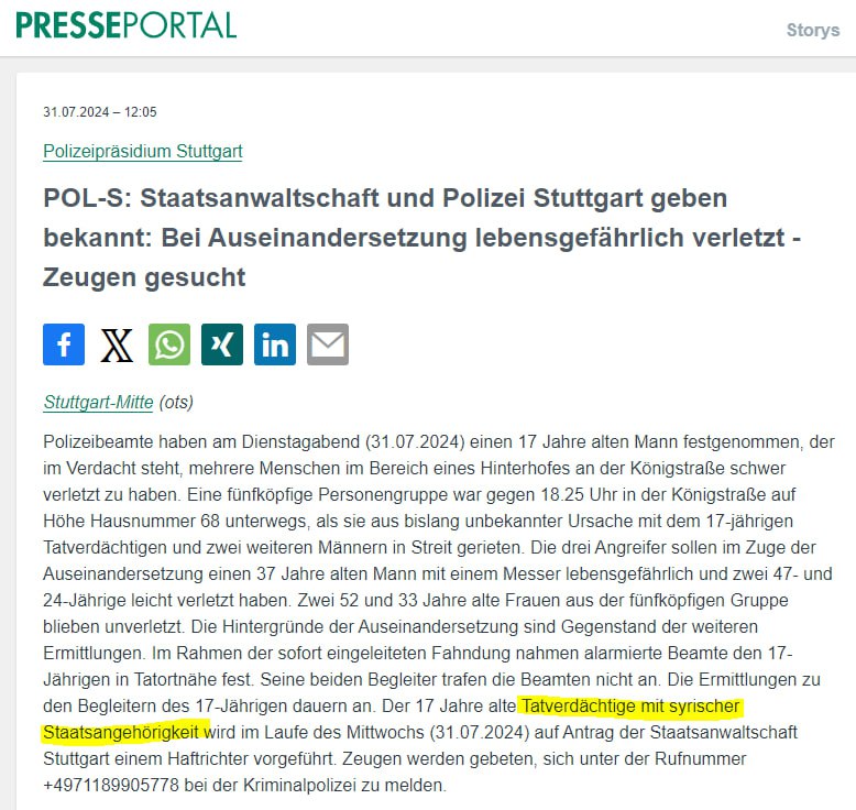 Syrer messert auf Stuttgarter Königstraße - GEZ findet