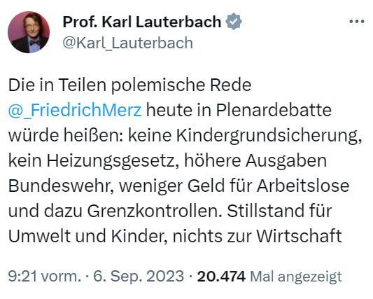 Karl Lauterbach verliert völlig den Bezug zur Realität. Beispiel