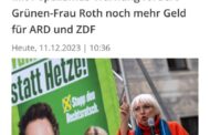 Die antideutsche Agitatorin Claudia Roth fordert noch mehr Propagandaabgaben