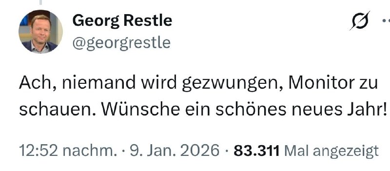 Niemand wird gezwungen, den WDR-Monitor zu schauen. Das stimmt.Aber