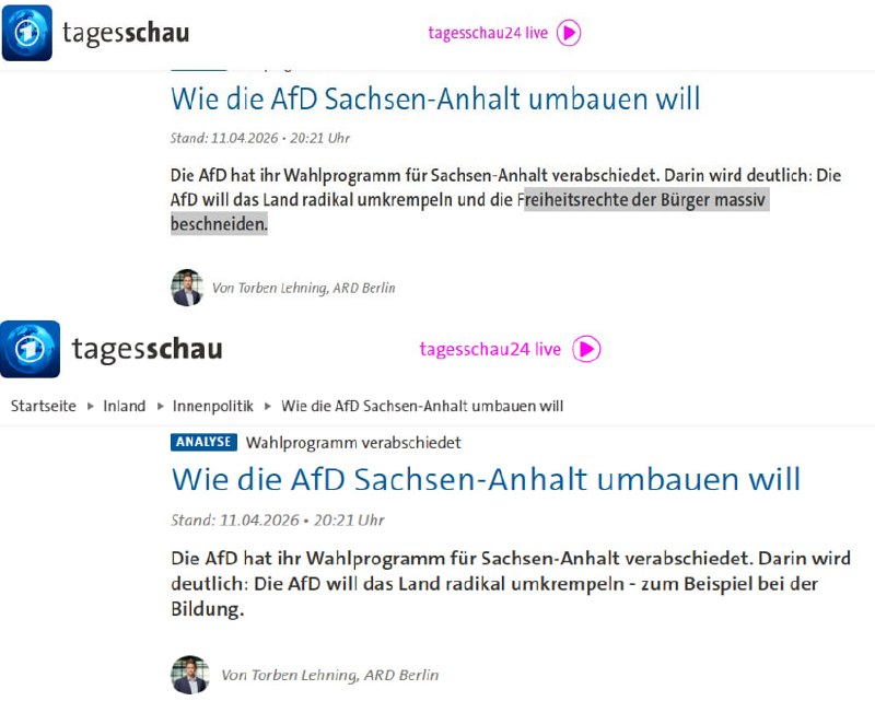 Die zwangsfinanzierte Fake-News-Anstalt namens ARD hat wahrheitswidrig behauptet, die