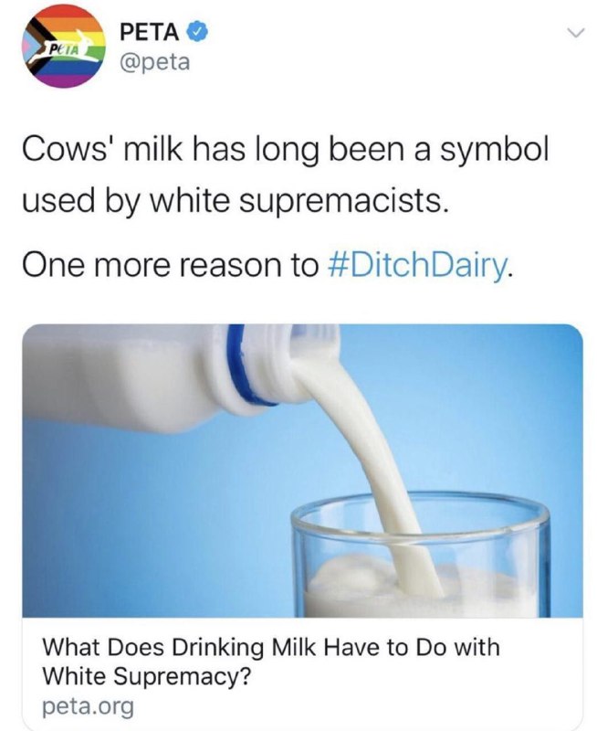 Milch trinken ist voll Nazi ..das findet zumindest Peta,