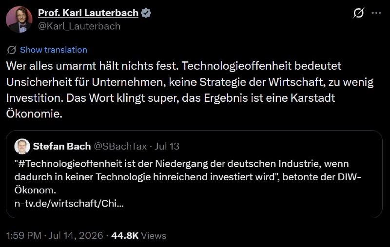 Der Markt regelt sehr gut alleine, welche Technologie sich