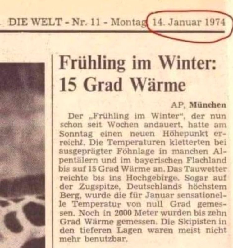Als es am 14. Januar 1974 eine Temperatur von