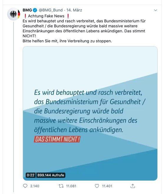 Nochmal zur Erinnerung, was das BMG am 14. März