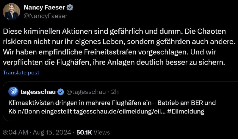 Wenn man die Letzte Generation, deren Zusammenschluss den erklärten