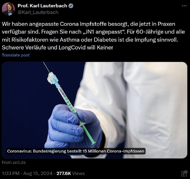 Selbstverständlich ist auch diese Impfung sicher und wirksam und