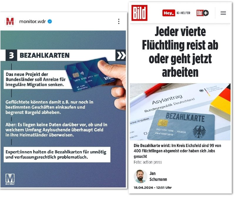 Der linksextreme WDR-Monitor behauptet, die Bezahlkarte sei unnötig. Je