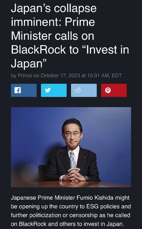 Japan will die Degeneration und digitale Versklavung:Premierminister fordert BlackRock