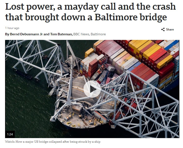 Das Schiff, das die Brücke in Baltimore zum Einsturz