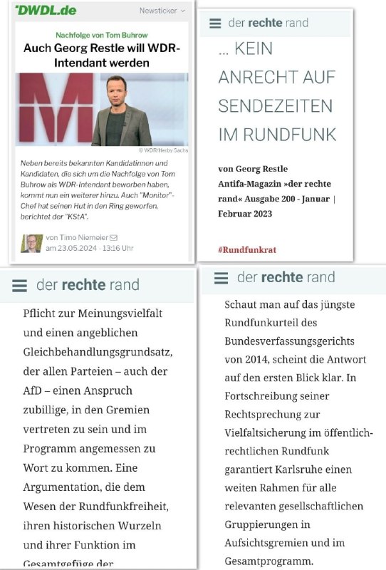 Der linksextreme WDR-Funktionär Georg Restle macht aus seiner Gesinnung
