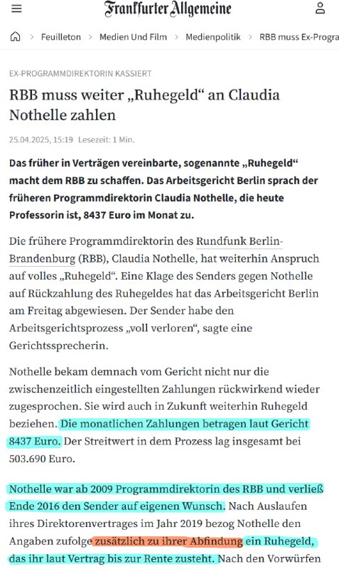 Die Allgemeinheit muss auch für perverseste ÖRR-Verträge geradestehen. Und