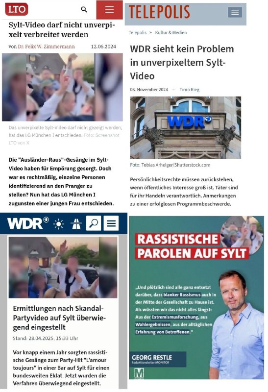 Der zwangsfinanzierte und umstrittene WDR hat das Sylt-Video unverpixelt